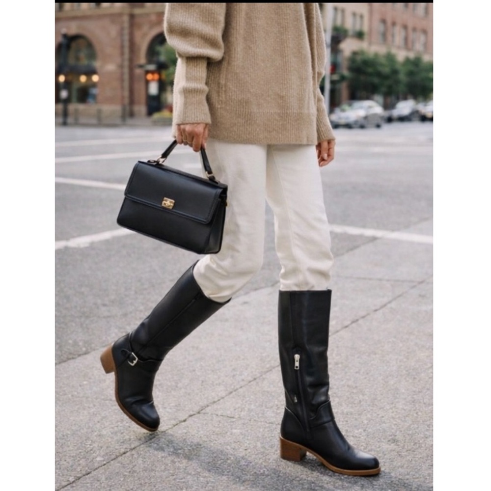 Coach Cecelia Soft Shine leather calf boots in Black Size 6 - Picture 4 of 16